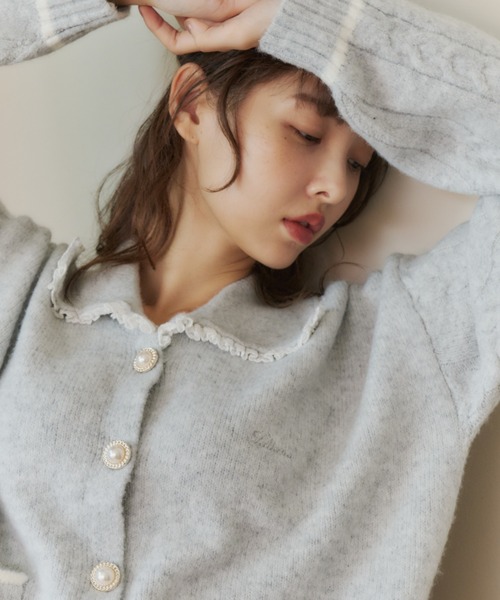 Rene ルネ カーディガン ボレロ フリル ホワイト 34 ビジュー パール