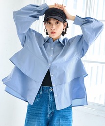 裾ティアードオーバーシャツ/UVケア・イージーケア