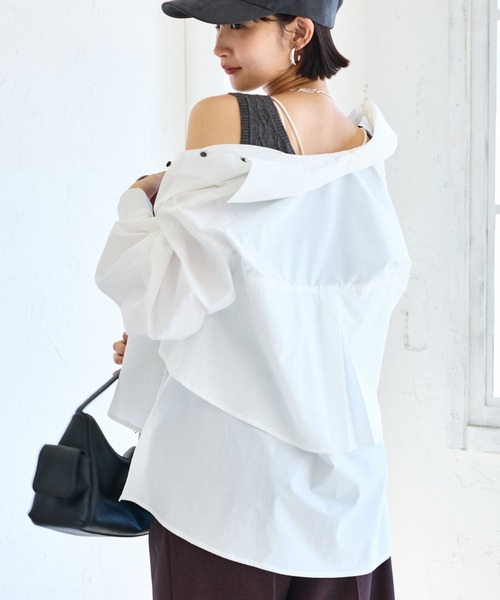 VIS(ビス)の「裾ティアードオーバーシャツ/UVケア・イージーケア(シャツ/ブラウス・レディース・ホワイト/ダークブラウン/ライトグリーン/サックスブルー・FREE)」の18枚目の写真