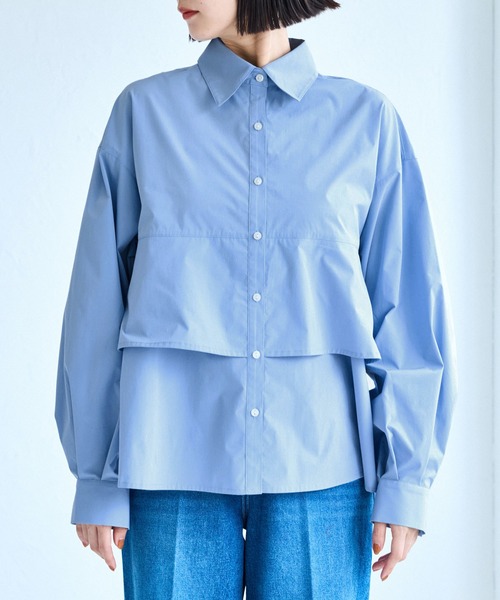 VIS(ビス)の「裾ティアードオーバーシャツ/UVケア・イージーケア(シャツ/ブラウス・レディース・ホワイト/ダークブラウン/ライトグリーン/サックスブルー・FREE)」の19枚目の写真