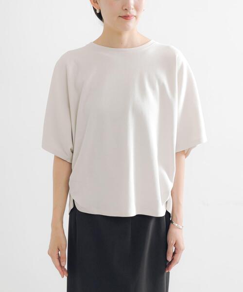 URBAN RESEARCH（アーバンリサーチ）の「サイドギャザードルマントップス（Tシャツ/カットソー・レディース・ネイビー/オフホワイト・FREE）」の3枚目の写真