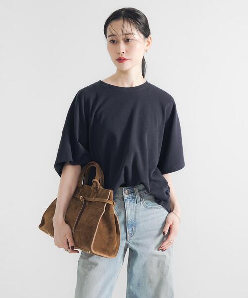 URBAN RESEARCH（アーバンリサーチ）の「サイドギャザードルマントップス（Tシャツ/カットソー・レディース・ネイビー/オフホワイト・FREE）」の10枚目の写真