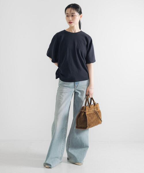 URBAN RESEARCH（アーバンリサーチ）の「サイドギャザードルマントップス（Tシャツ/カットソー・レディース・ネイビー/オフホワイト・FREE）」の14枚目の写真