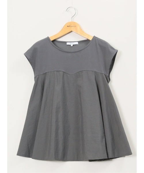 m.f.editorial（エムエフエディトリアル）の「【ビスチェ風 ペプラム】m.f.エディトリアル レディース 切替 半袖プルオーバー（Tシャツ/カットソー・レディース・ブラック/グレー系その他2・MEDIUM）」の13枚目の写真