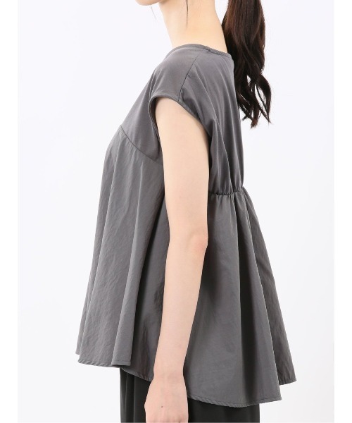 m.f.editorial（エムエフエディトリアル）の「【ビスチェ風 ペプラム】m.f.エディトリアル レディース 切替 半袖プルオーバー（Tシャツ/カットソー・レディース・ブラック/グレー系その他2・MEDIUM）」の15枚目の写真