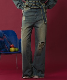What Is Heart�i���b�g�C�Y�n�[�g�j�́uDamage wide denim pants - �_���[�W���C�h�f�j���p���c -�i�f�j���p���c�j�v