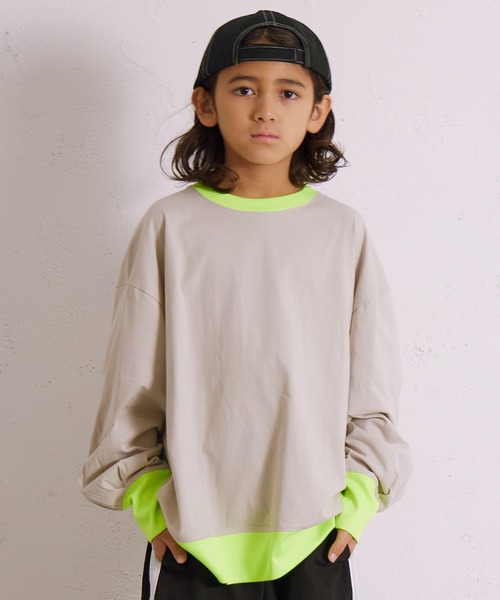 PAIRMANON STREET(ペアマノンストリート)の「【綿100%】リブ ボリューム 長袖 Tシャツ【PAIRMANON STREET】(Tシャツ/カットソー・キッズ・ブラック/ベージュ/ネイビー・140/150/160/110/120/100/130/90)」の1枚目の写真
