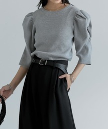 美品 フォクシー パフスリーブ 半袖 切替 ニット カットソー グレー系 40 楽天市場】ニット レディース トップス 長袖 クルーネック