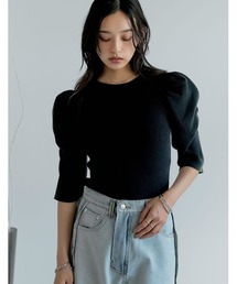 René パフスリーブ半袖トップス 黒 楽天市場】パフスリーブ 半袖（スタイル（ネック）オフタートル