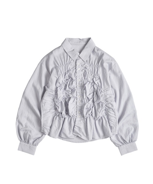 MUHET（ミュエータ）の「gather design long sleeve blouse / ギャザーデザインブラウス（シャツ/ブラウス・レディース・モカ/オフホワイト/ブラック/ライトブルー・FREE）」の18枚目の写真