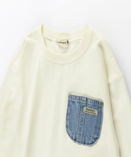 BRANSHES（ブランシェス）の「デニムポケット長袖Tシャツ ロンT（Tシャツ/カットソー・キッズ・アイボリー/ブルー/ブラウン・100/80/90/150/120/110/130/160/140）」の8枚目の写真