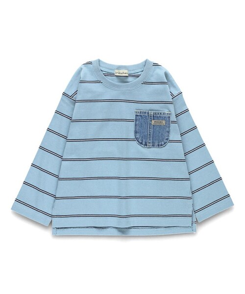 BRANSHES（ブランシェス）の「デニムポケット長袖Tシャツ ロンT（Tシャツ/カットソー・キッズ・アイボリー/ブルー/ブラウン・100/80/90/150/120/110/130/160/140）」の4枚目の写真