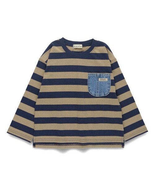BRANSHES（ブランシェス）の「デニムポケット長袖Tシャツ ロンT（Tシャツ/カットソー・キッズ・アイボリー/ブルー/ブラウン・100/80/90/150/120/110/130/160/140）」の6枚目の写真