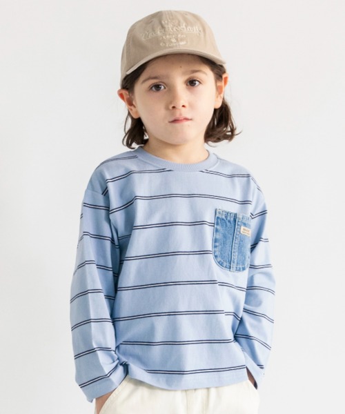 BRANSHES（ブランシェス）の「デニムポケット長袖Tシャツ ロンT（Tシャツ/カットソー・キッズ・アイボリー/ブルー/ブラウン・100/80/90/150/120/110/130/160/140）」の3枚目の写真
