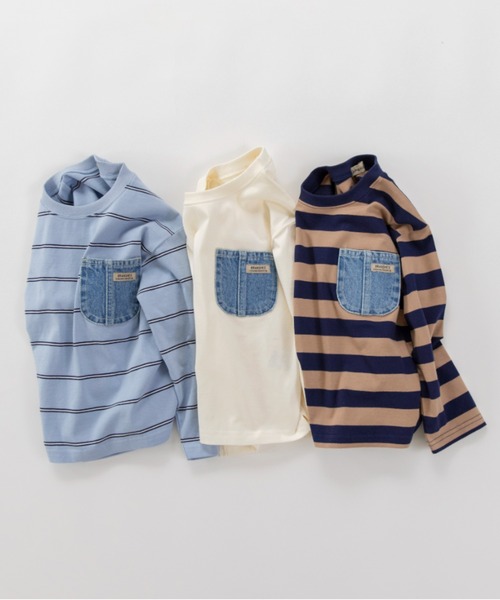 BRANSHES（ブランシェス）の「デニムポケット長袖Tシャツ ロンT（Tシャツ/カットソー・キッズ・アイボリー/ブルー/ブラウン・100/80/90/150/120/110/130/160/140）」の15枚目の写真