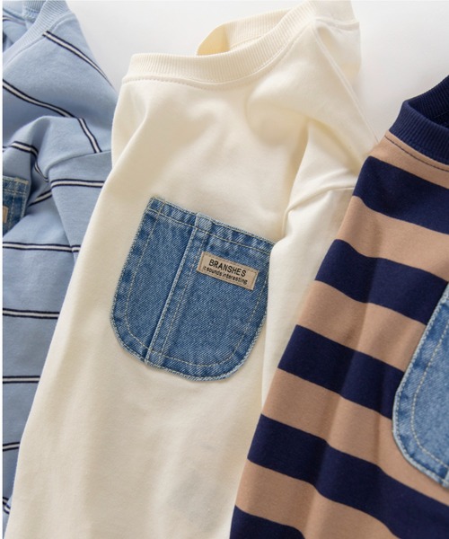 BRANSHES（ブランシェス）の「デニムポケット長袖Tシャツ ロンT（Tシャツ/カットソー・キッズ・アイボリー/ブルー/ブラウン・100/80/90/150/120/110/130/160/140）」の17枚目の写真