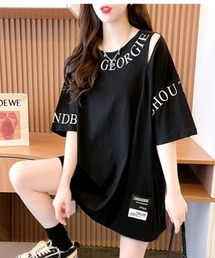 肩見せデザインで抜け感プラス！ゆるっと着こなせるショルダーオープンロングTシャツ