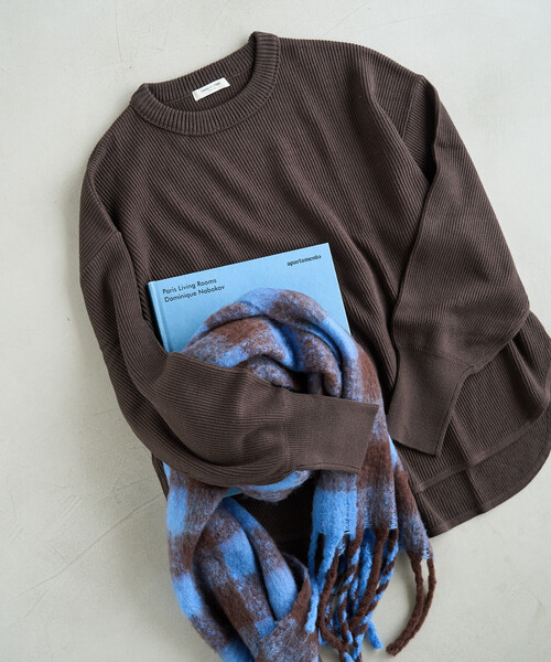 限定展開 片畦 ラウンド コットン プルオーバー ニット（ニット