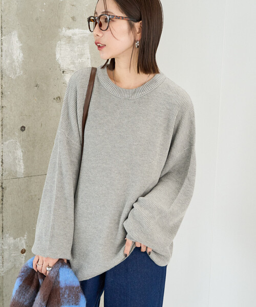 限定展開 片畦 ラウンド コットン プルオーバー ニット（ニット