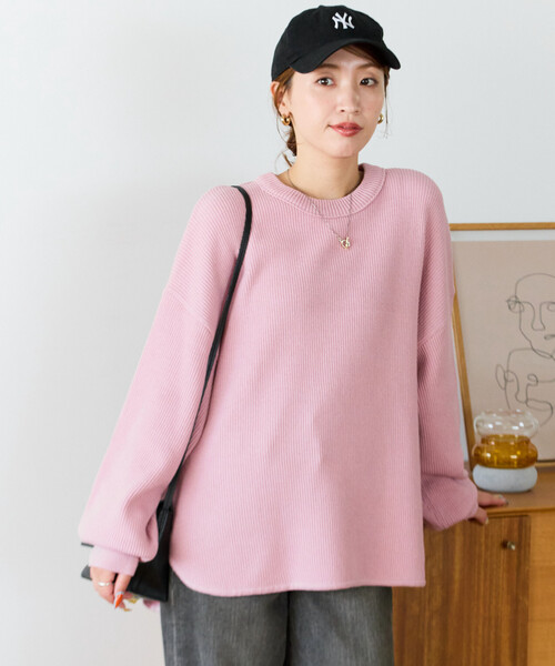 限定展開 片畦 ラウンド コットン プルオーバー ニット（ニット