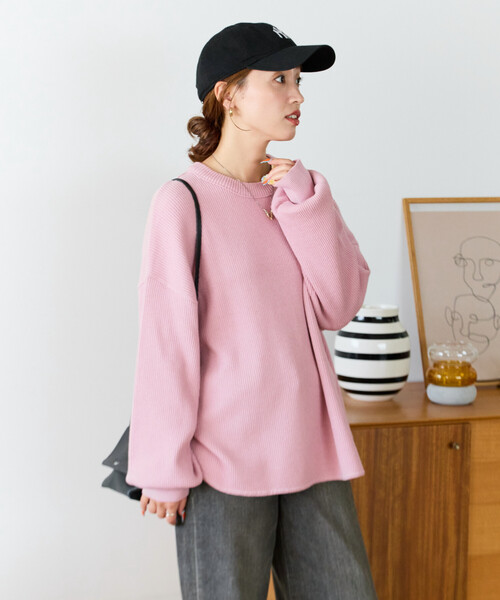 限定展開 片畦 ラウンド コットン プルオーバー ニット（ニット