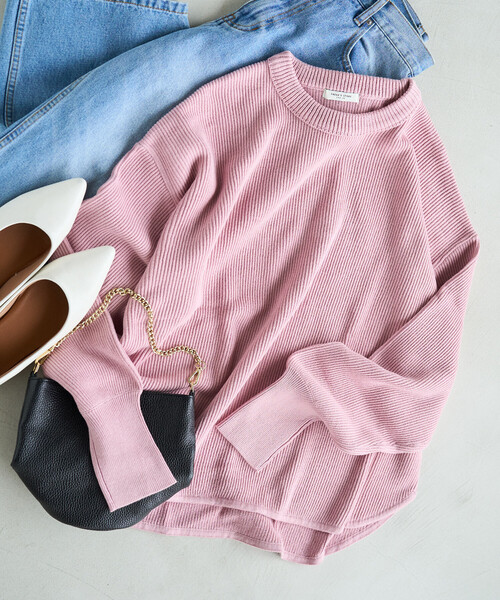 限定展開 片畦 ラウンド コットン プルオーバー ニット（ニット