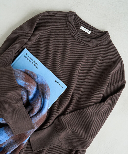 限定展開 片畦 ラウンド コットン プルオーバー ニット（ニット