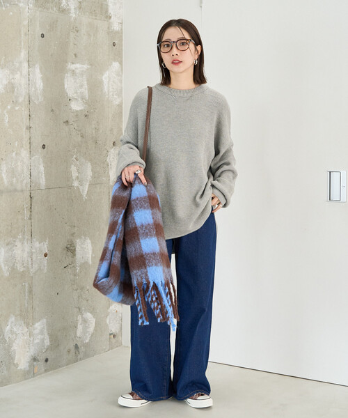 限定展開 片畦 ラウンド コットン プルオーバー ニット（ニット