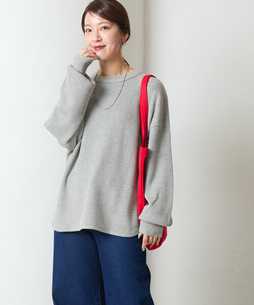 限定展開 片畦 ラウンド コットン プルオーバー ニット（ニット