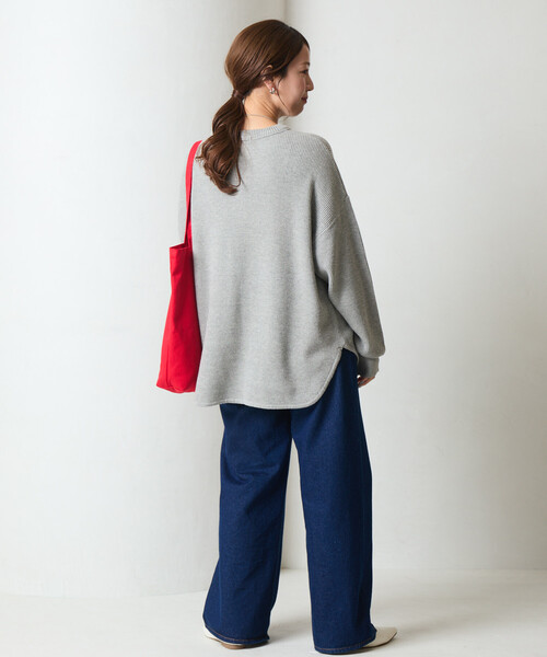 限定展開 片畦 ラウンド コットン プルオーバー ニット（ニット