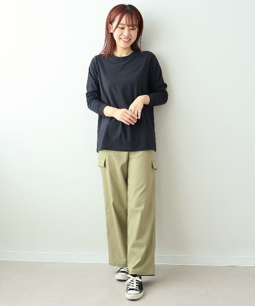 MB mint breeze（エムビーミントブリーズ）の「【L～5L 大きいサイズ】【プレスウォーム】天竺クルーネックTシャツ（Tシャツ/カットソー・レディース・チャコールグレー/オフホワイト/ブラック・4L/3L/LL/5L/L）」の9枚目の写真