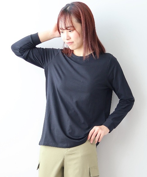 MB mint breeze（エムビーミントブリーズ）の「【L～5L 大きいサイズ】【プレスウォーム】天竺クルーネックTシャツ（Tシャツ/カットソー・レディース・チャコールグレー/オフホワイト/ブラック・4L/3L/LL/5L/L）」の11枚目の写真