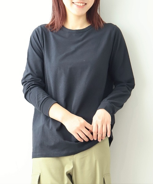 MB mint breeze（エムビーミントブリーズ）の「【L～5L 大きいサイズ】【プレスウォーム】天竺クルーネックTシャツ（Tシャツ/カットソー・レディース・チャコールグレー/オフホワイト/ブラック・4L/3L/LL/5L/L）」の13枚目の写真