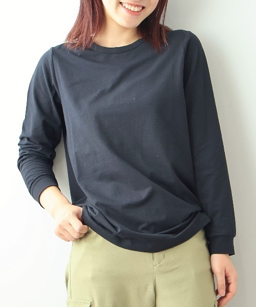 MB mint breeze（エムビーミントブリーズ）の「【L～5L 大きいサイズ】【プレスウォーム】天竺クルーネックTシャツ（Tシャツ/カットソー・レディース・チャコールグレー/オフホワイト/ブラック・4L/3L/LL/5L/L）」の12枚目の写真