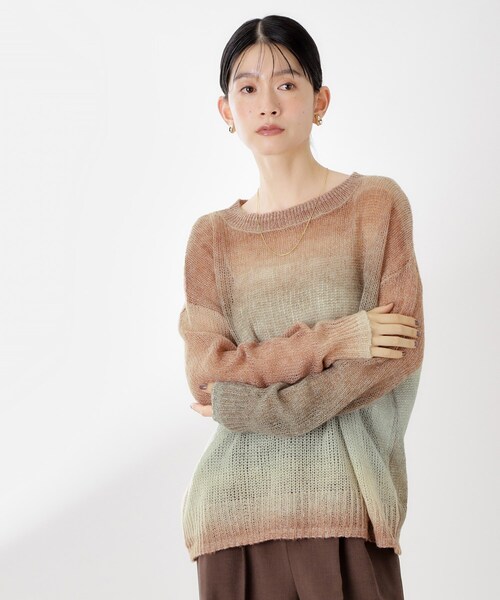 THE SHOP TK (ザ ショップ ティーケー )の「スペースダイ透かし編みニット(ニット/セーター・レディース・ライトパープル/オレンジ/グリーン系・13/12)」の3枚目の写真