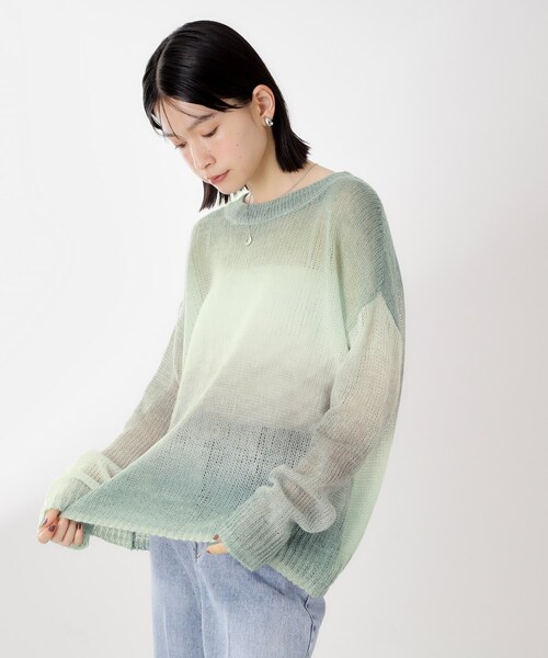 THE SHOP TK (ザ ショップ ティーケー )の「スペースダイ透かし編みニット(ニット/セーター・レディース・ライトパープル/オレンジ/グリーン系・13/12)」の7枚目の写真