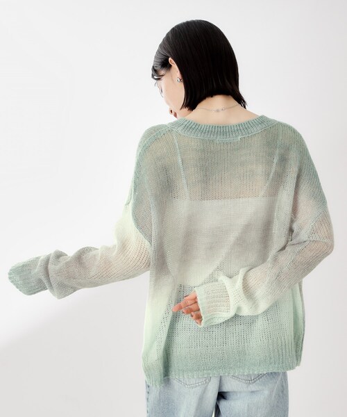 THE SHOP TK (ザ ショップ ティーケー )の「スペースダイ透かし編みニット(ニット/セーター・レディース・ライトパープル/オレンジ/グリーン系・13/12)」の8枚目の写真