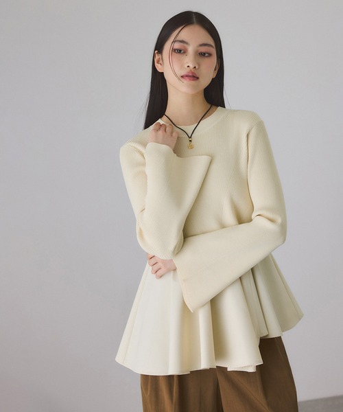 サステナブル】・【定番人気】ペプラムコンビニットプルオーバー（T