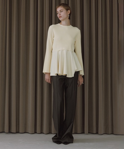 サステナブル】・【定番人気】ペプラムコンビニットプルオーバー（T