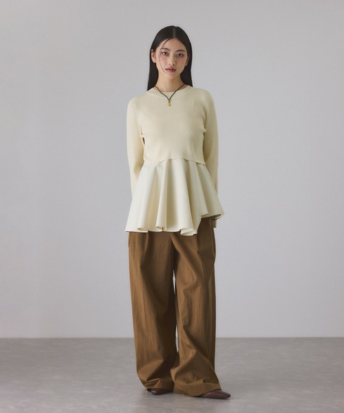 サステナブル】・【定番人気】ペプラムコンビニットプルオーバー（T