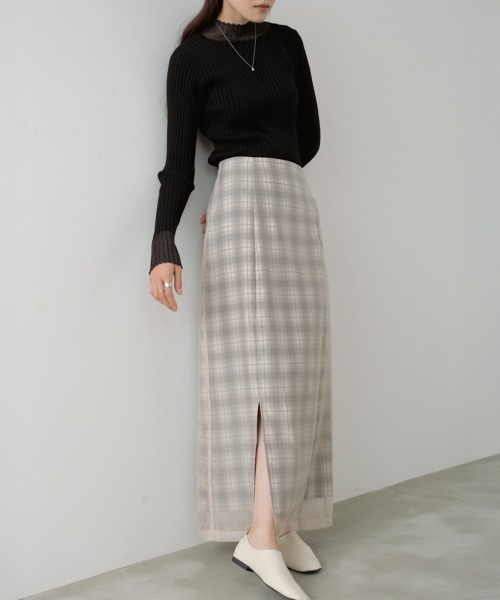 Bab(バブ)の「【S・Mサイズ展開】シアードッキングチェックスカート(スカート・レディース・ダークブラウン/ベージュ・S/M)」の1枚目の写真