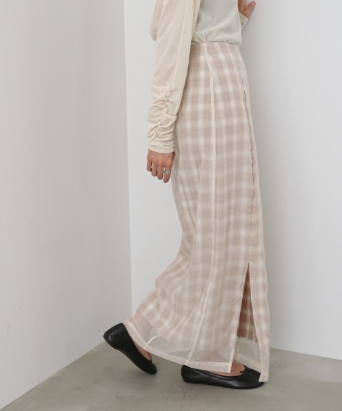 Bab(バブ)の「【S・Mサイズ展開】シアードッキングチェックスカート(スカート・レディース・ダークブラウン/ベージュ・S/M)」の12枚目の写真