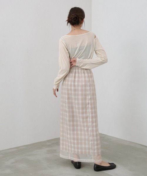 Bab(バブ)の「【S・Mサイズ展開】シアードッキングチェックスカート(スカート・レディース・ダークブラウン/ベージュ・S/M)」の15枚目の写真