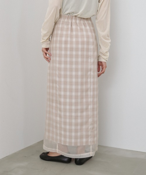Bab(バブ)の「【S・Mサイズ展開】シアードッキングチェックスカート(スカート・レディース・ダークブラウン/ベージュ・S/M)」の16枚目の写真