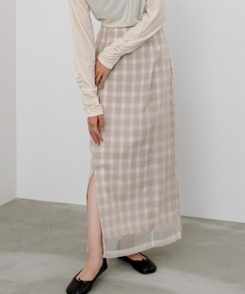 Bab(バブ)の「【S・Mサイズ展開】シアードッキングチェックスカート(スカート・レディース・ダークブラウン/ベージュ・S/M)」の17枚目の写真
