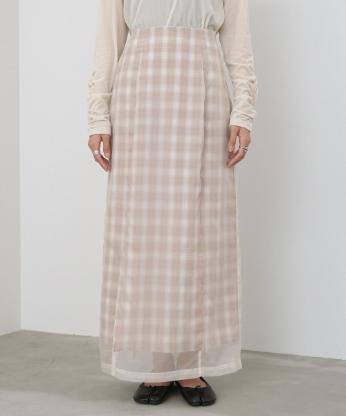 Bab(バブ)の「【S・Mサイズ展開】シアードッキングチェックスカート(スカート・レディース・ダークブラウン/ベージュ・S/M)」の19枚目の写真