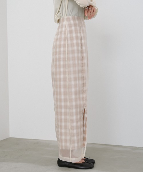 Bab(バブ)の「【S・Mサイズ展開】シアードッキングチェックスカート(スカート・レディース・ダークブラウン/ベージュ・S/M)」の20枚目の写真