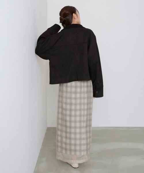 Bab(バブ)の「【S・Mサイズ展開】シアードッキングチェックスカート(スカート・レディース・ダークブラウン/ベージュ・S/M)」の7枚目の写真