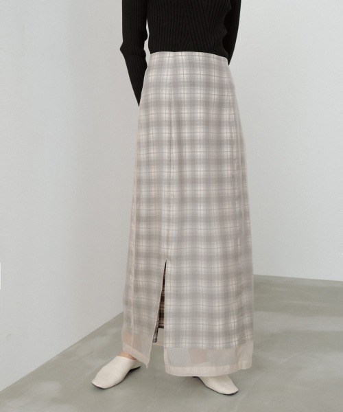 Bab(バブ)の「【S・Mサイズ展開】シアードッキングチェックスカート(スカート・レディース・ダークブラウン/ベージュ・S/M)」の8枚目の写真