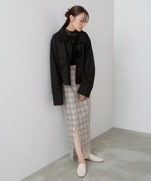Bab(バブ)の「【S・Mサイズ展開】シアードッキングチェックスカート(スカート・レディース・ダークブラウン/ベージュ・S/M)」の9枚目の写真